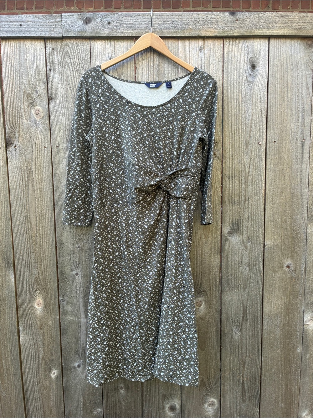 Lands' End Tencel Tie-Waist Long Sleeve Midi Dress